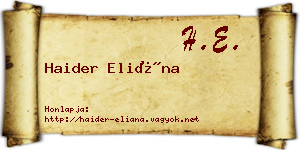 Haider Eliána névjegykártya